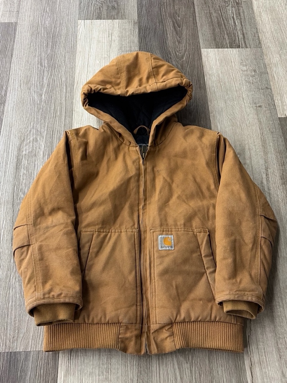 Carhartt Tan-Brown Hooded Quilted-Lined Jacket